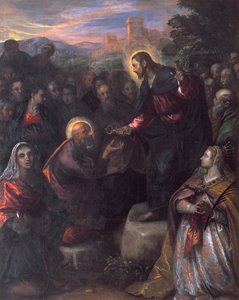 Cristo Entregando las Llaves a San Pedro con Santa Jacinta y Santa Justina de Padua